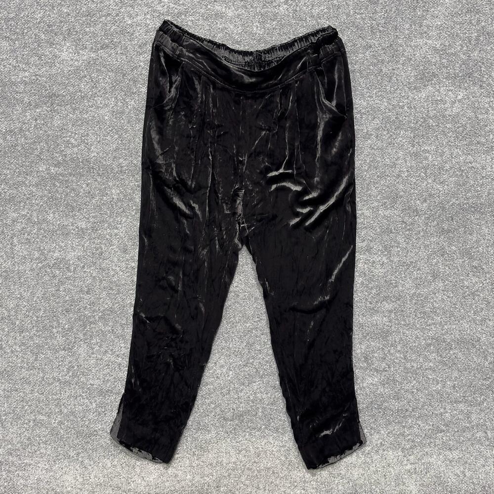 Ramy Brook Pants Womens XL Black Velvet Harem Tapered Pull On Dressy Pockets